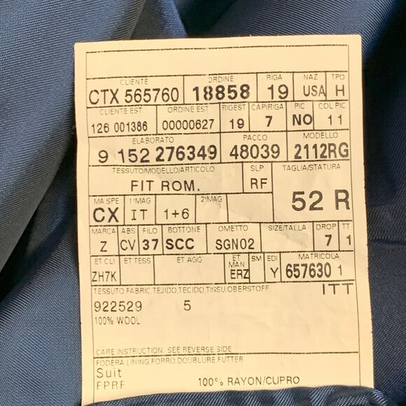 ERMENEGILDO ZEGNA Size 42 Regular Navy Blue Stripe Wool Notch Lapel Suit - Picture 15 of 16